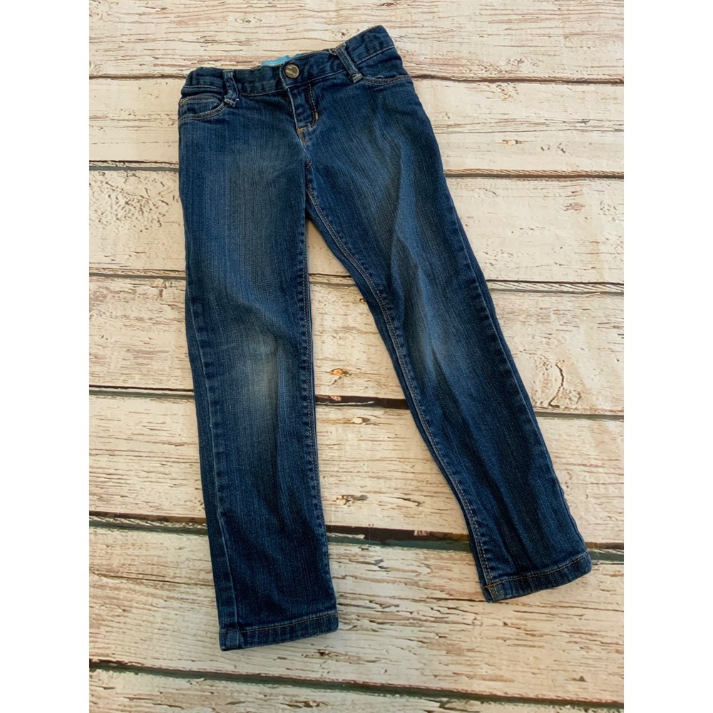Old Navy Girls 5T Skinny Jeans Dark Wash Stretch Heart Embroidery Denim Pants